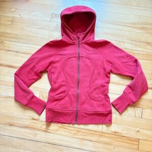 Red Hooded Zip-Up Sweatshirt Lulu Lemon